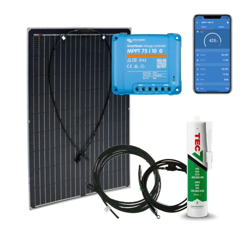 Solcellepakke 110W Båt og Bobil Flexi Marine